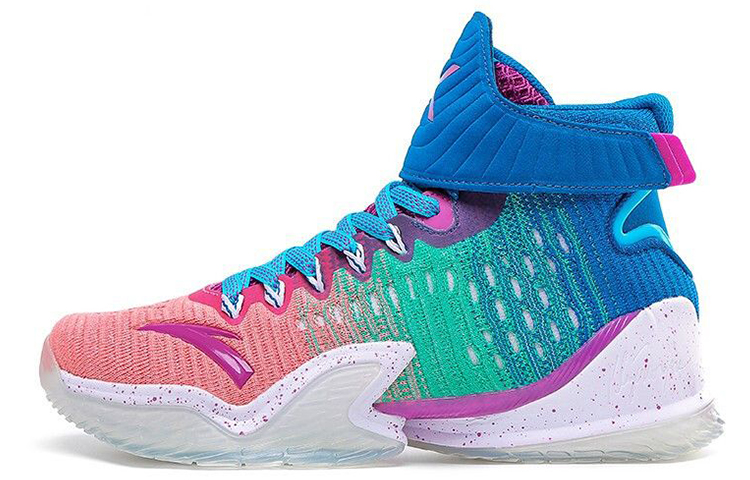 Anta KT3 Cushioning Slip Resistant High top Basketball Shoes Men's Orange Green Blue White