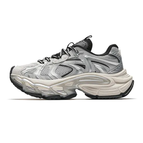 Anta Height Increasing Wear-Resistant Slip-Resistant Low-Top Chunky Sneakers Men's Silver