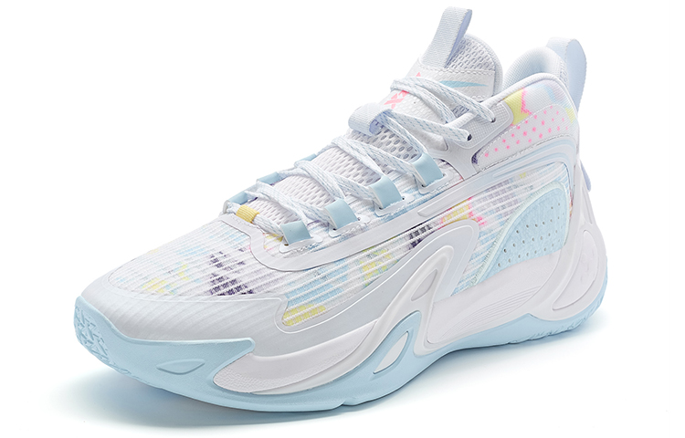 XTEP Slip Resistant Abrasion Resistant Cushioning Low top Basketball Shoes Men’s White Blue