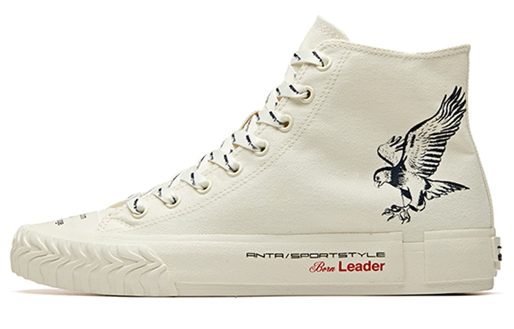 Anta Slip Resistant Abrasion Resistant High top Canvas Shoes White Black