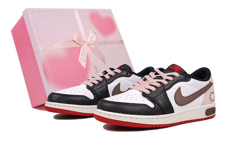 Jordan Air Jordan 1 RISK Low top Vintage Basketball Shoes GS Pink Brown