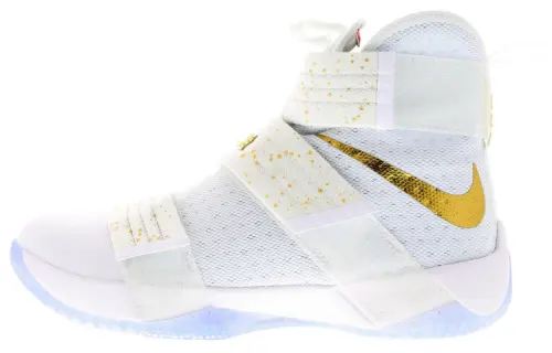 Nike Zoom soldier 10 LeBron Gold Medal, comfortable and versatile, shock-absorbing, non-slip, lightweight, high-top, practical basketball shoes, men's white