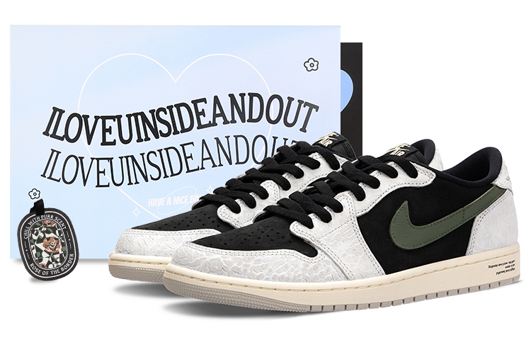 Jordan Air Jordan 1 Reverse Crackle Low top Vintage Basketball Shoes Men's Black White