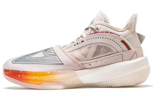 PEAK Taichi Triangle Shock Absorbers Slip Resistant Abrasion Resistant Mid top Basketball Shoes Men's Pink Yellow