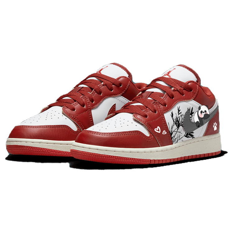 Jordan Air Jordan 1 Abrasion Resistant Slip Resistant Low top Vintage Basketball Shoes Men’s Red White