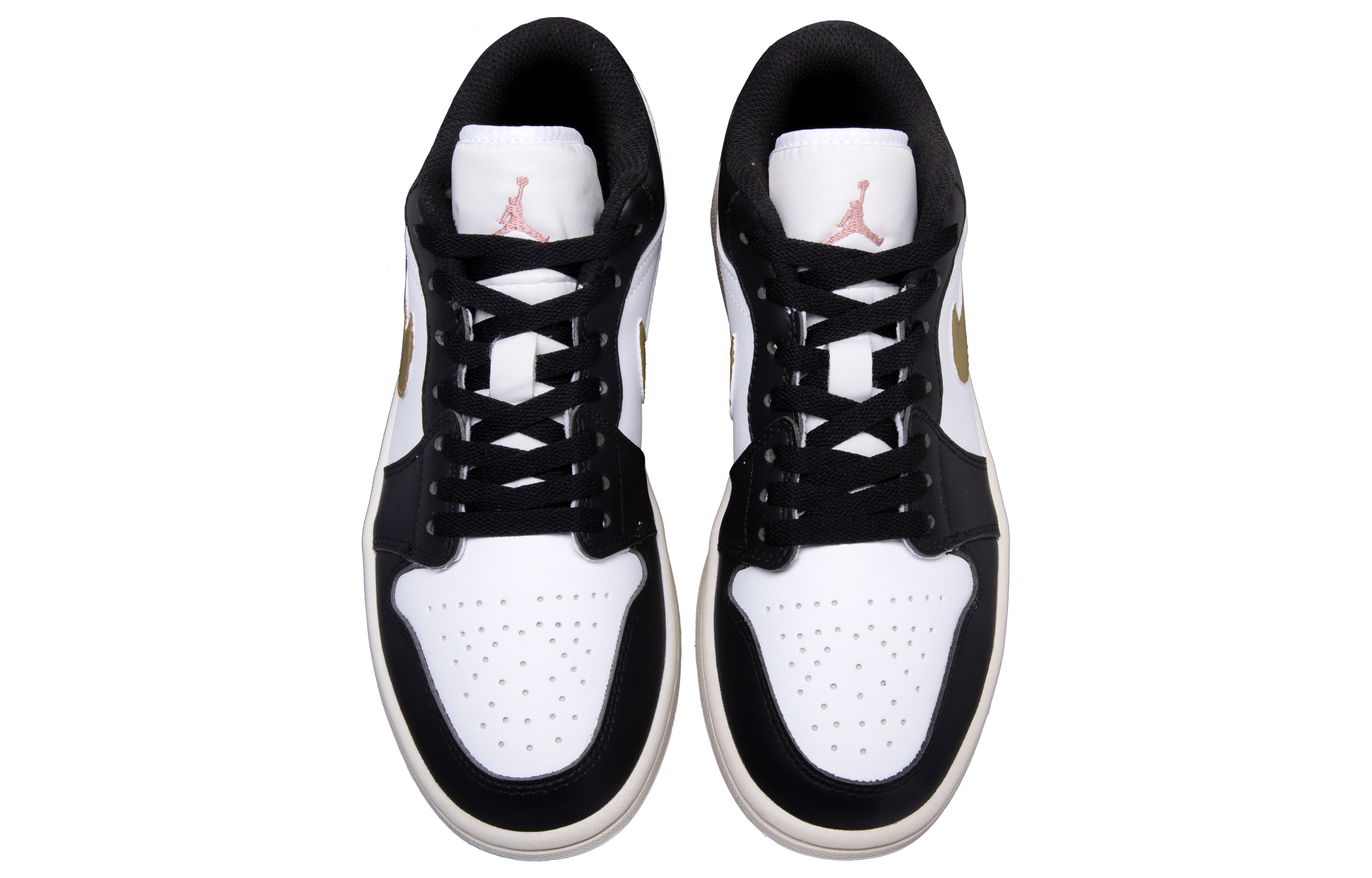 Jordan Air Jordan 1 Gilded Mocha Leather Abrasion Resistant Low top Vintage Basketball Shoes Unisex Black Gold