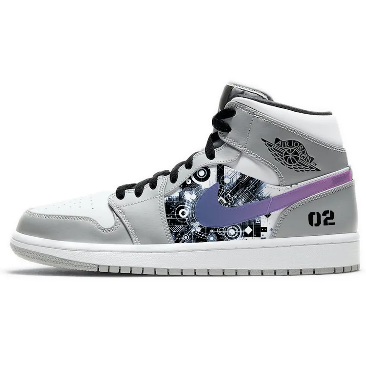 Jordan Air Jordan 1 Abrasion Resistant Slip Resistant Mid top Vintage Basketball Shoes Men's Smoke Gray