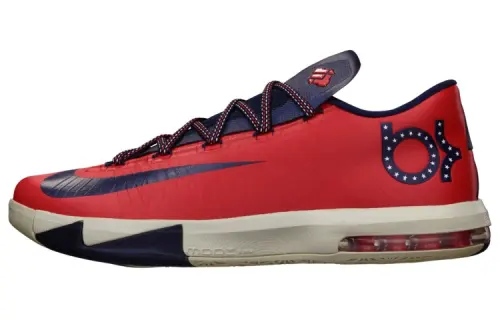 Nike KD 6 Light Crimson DC Durant round toe lace-up non-slip low-top practical basketball shoes men's red