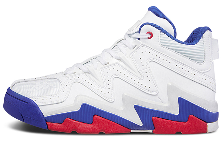 Kappa Textile, Synthetic Leather Cushioning Slip Resistant Mid top Vintage Basketball Shoes Men’s White Blue