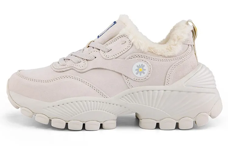 Kappa Lace Up Abrasion Resistant Thermal Low top Chunky Sneakers Women's Moon Gray Fleece lined