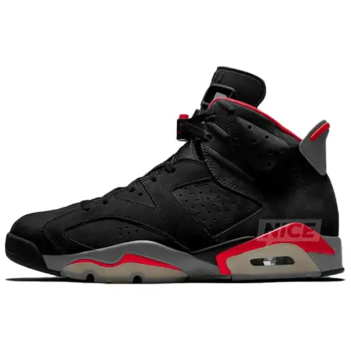 Jordan Air Jordan 6 'Bred' Comfortable Slip Resistant High top Vintage Basketball Shoes Men's Black Gray Red
