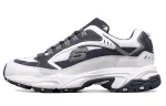 Skechers Stamina Textile, Synthetic Leather, Split Cow Leather Athleisure Low top Chunky Sneakers Men's White Blue