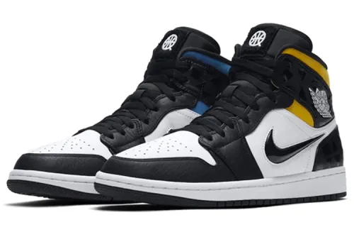 Jordan Air Jordan 1 Mid Quai 54 Comfortable and versatile high-top retro basketball shoes for men and women, four-color mandarin duck