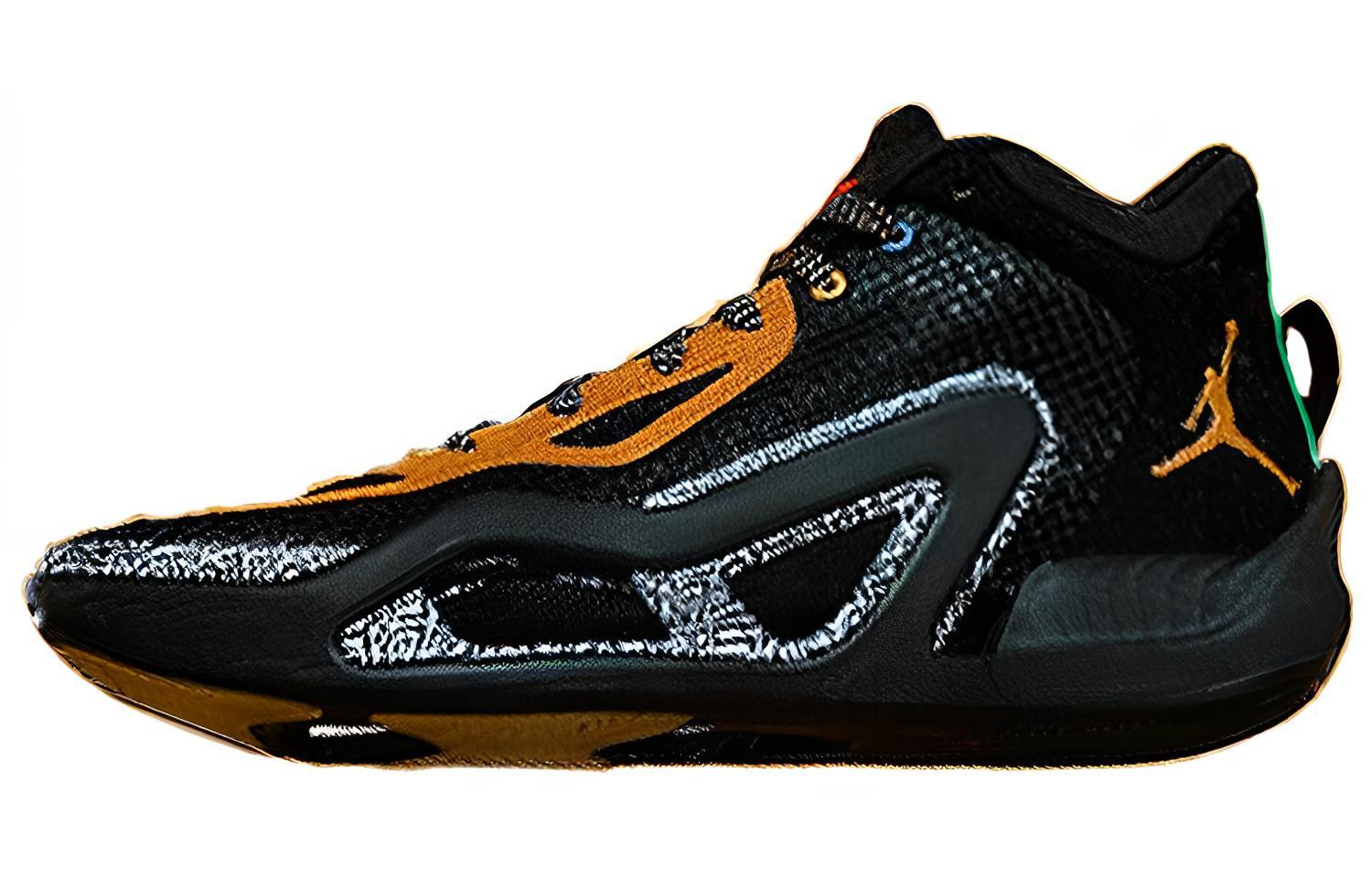 Jordan Tatum 1 \"Bla Finals\" Tatum Generation African Basketball League Finals Fashionable and Versatile Wear-Resistant and Breathable Mid-top Basketball Shoes Men's Black and Yellow