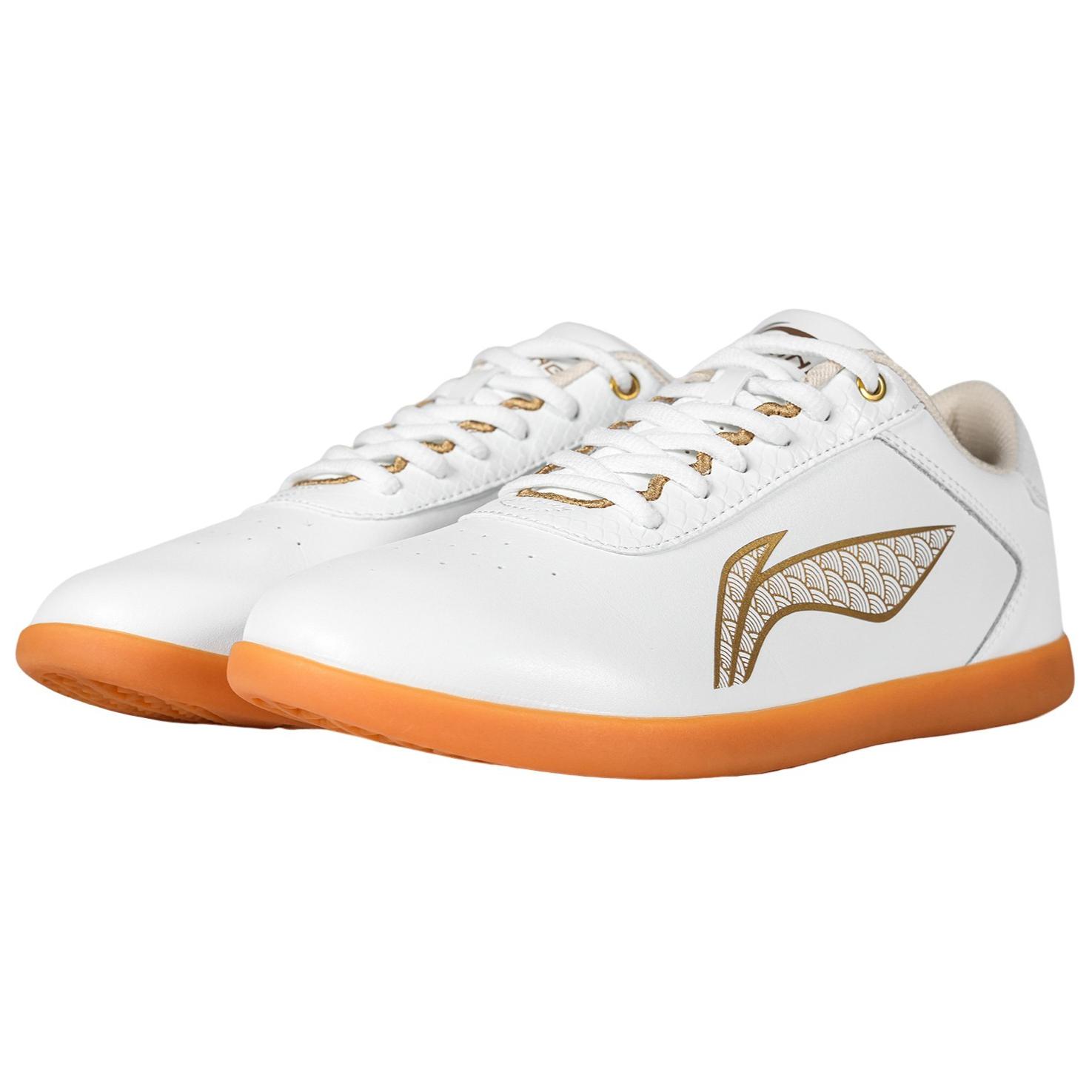 Li Ning Tai Chi Slip Resistant Abrasion Resistant Low top Training Shoes Unisex White Gold