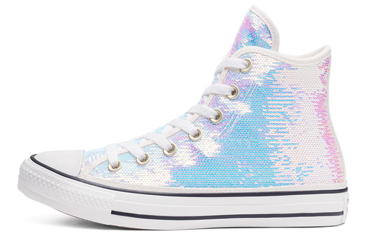 Женские кеды Converse Chuck Taylor All Star High Top Mini Sequins (сине-розовые)