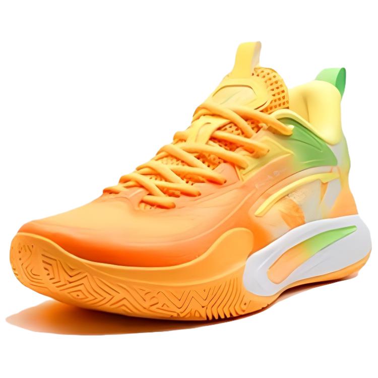 XTEP Wear resistant And Lightweight Low top Rotation Systems Basketball Shoes Men’s Orange Green White