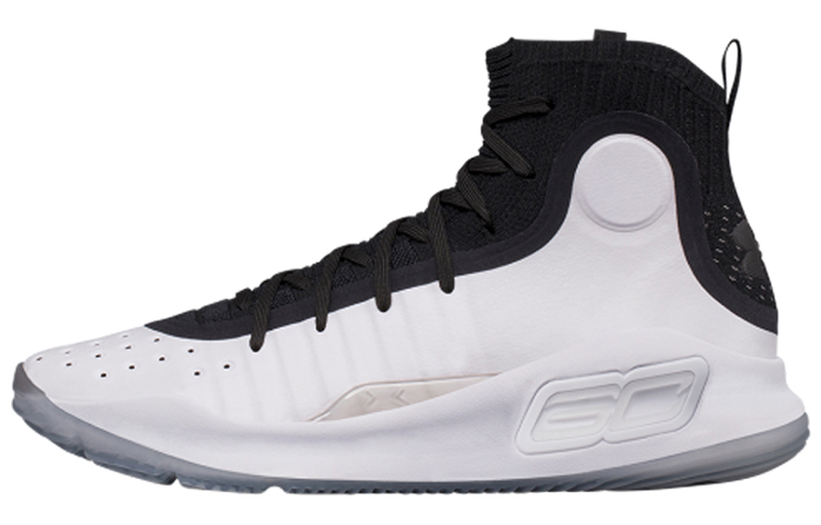 Under Armour Curry 4 Curry 4 White Black Under Armor High Top Practical Basketball Shoes Men's Black and White