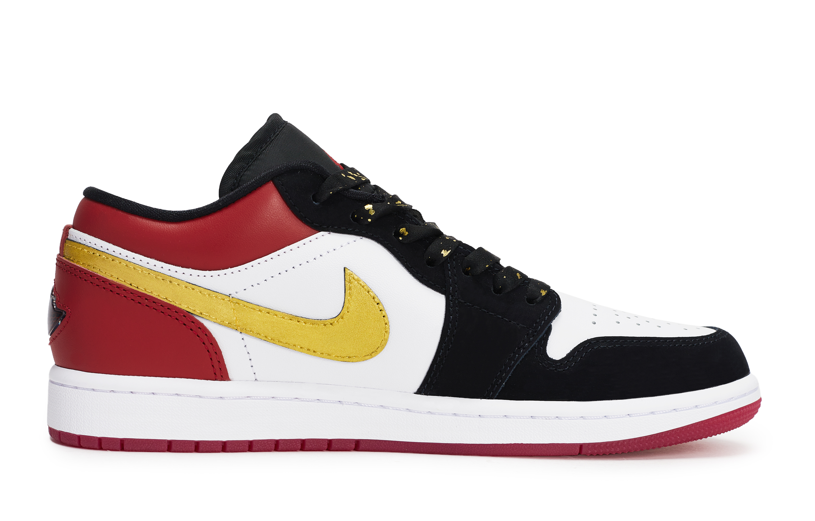 Jordan Air Jordan 1 Vintage Basketball Shoes Unisex Low Top Black/White/Red/Gold