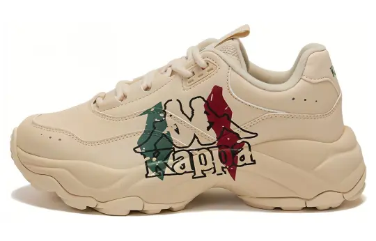 Kappa Textile, Synthetic Leather, TPU Cushioning Slip Resistant Low top Chunky Sneakers Unisex Angora White