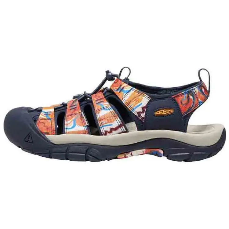 Keen x OUTDOOR AFRO Newport Retro Breathable Support Beach Sandals Men's Navy Blue/Printed Pattern Orange