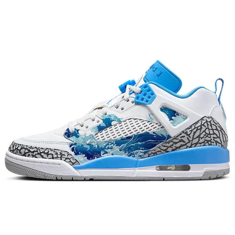 Jordan Spizike Cushioning Slip Resistant Low top Vintage Basketball Shoes Unisex White Blue