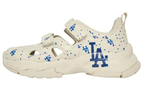 MLB Sandal Chunky Mask Street Style Logo Comfortable Breathable River Trekking Shoes Unisex Beige Blue