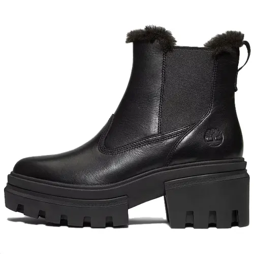 Timberland Everleigh Leather Short Chelsea Boots Women's Black
