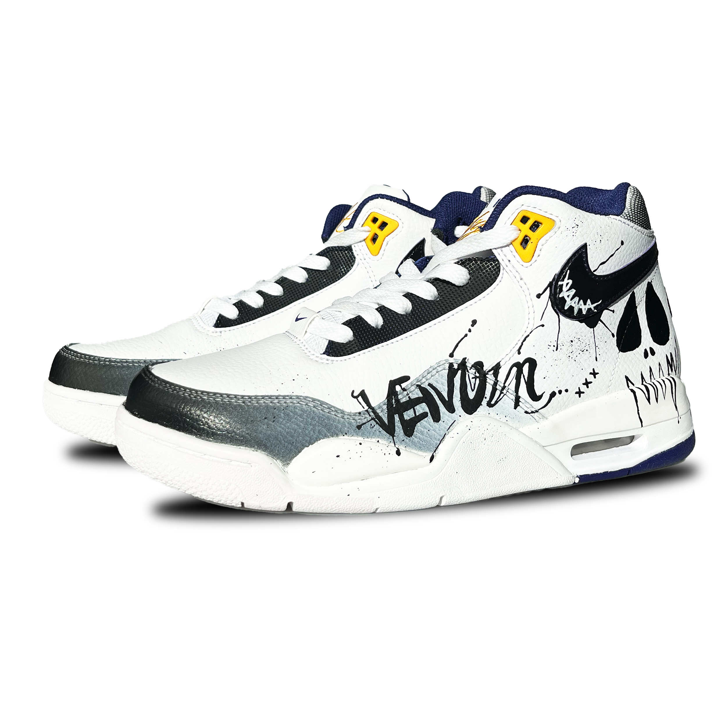 Nike Flight Legacy Cushioning Slip Resistant Abrasion Resistant Mid top Vintage Basketball Shoes Men’s Black White