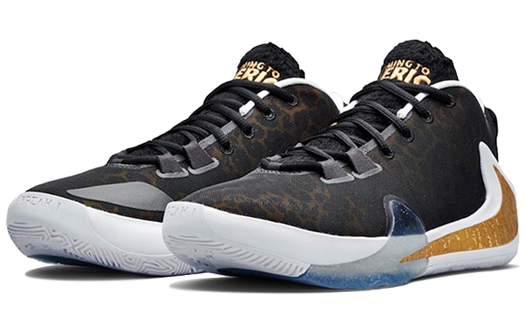 Мужские кроссовки Nike Freak 1 Zoom "Coming to America" (черно-золотые) — фото 3