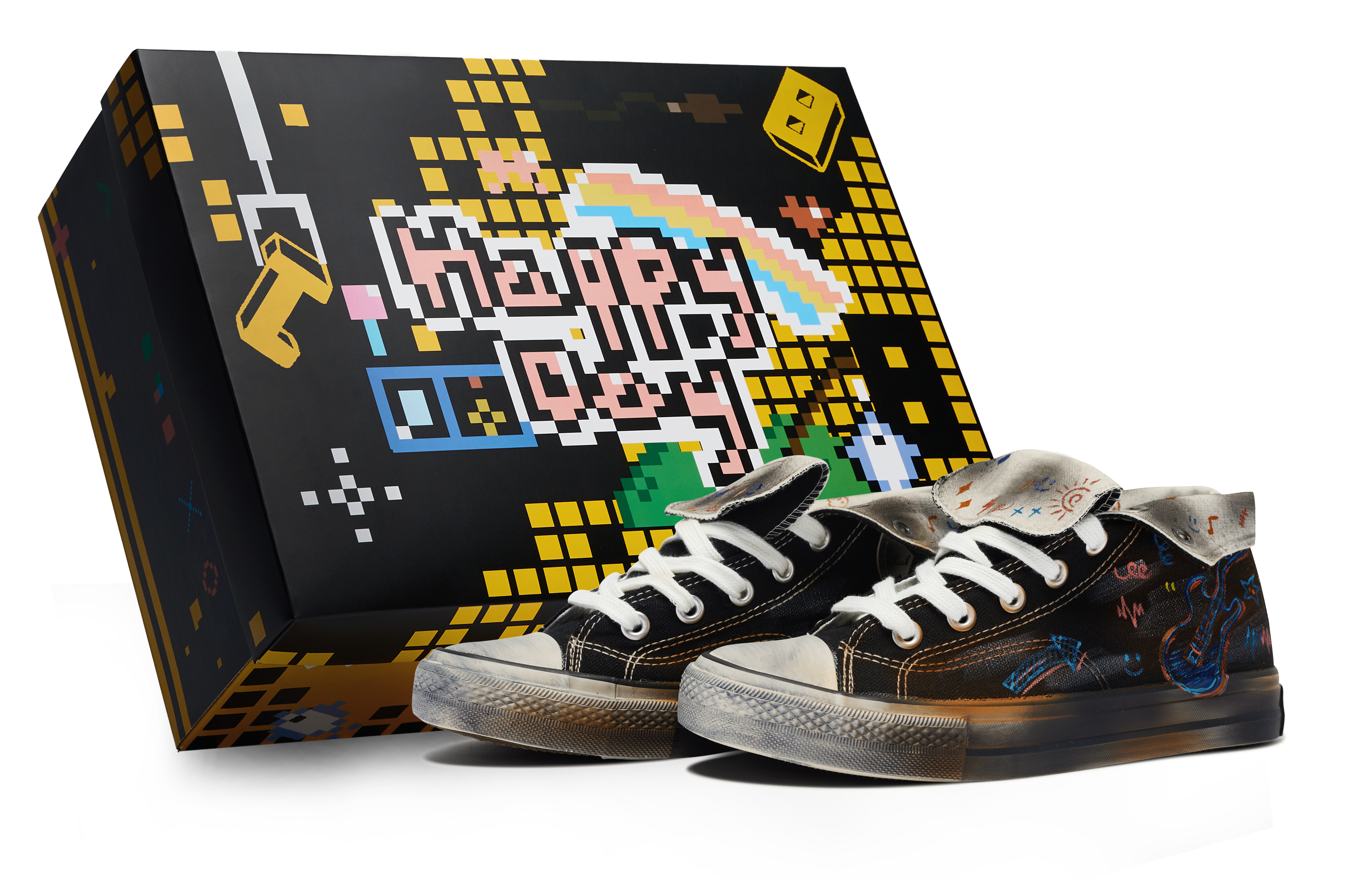 Converse 1970s 811 Manufacturing, Rock Music Collection, Bass, Special Shoe Box Graffiti