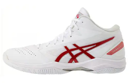 Asics Gel-Hoop V11 round toe lace-up, shock-absorbing, wear-resistant and breathable, low-cut basketball shoes, same style for men and women, white and red