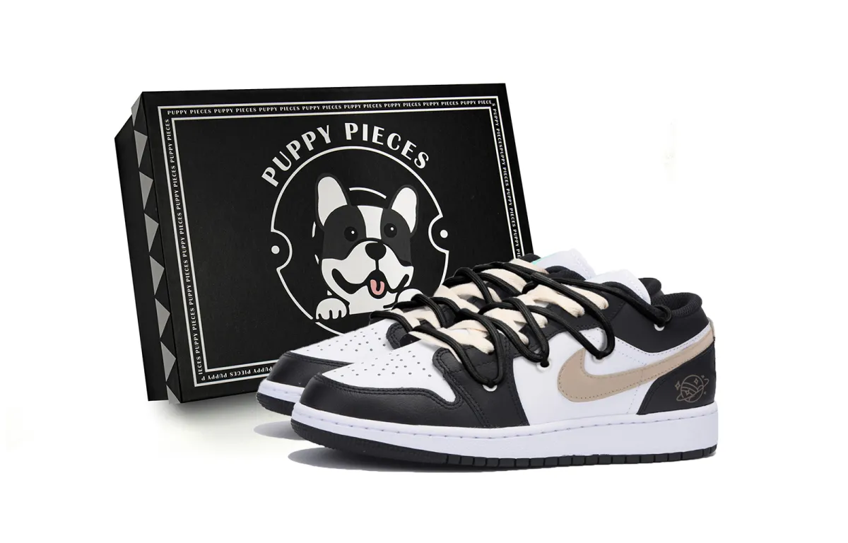Jordan Air Jordan 1 Abrasion Resistant Slip Resistant Low top Vintage Basketball Shoes Men's Black White Brown