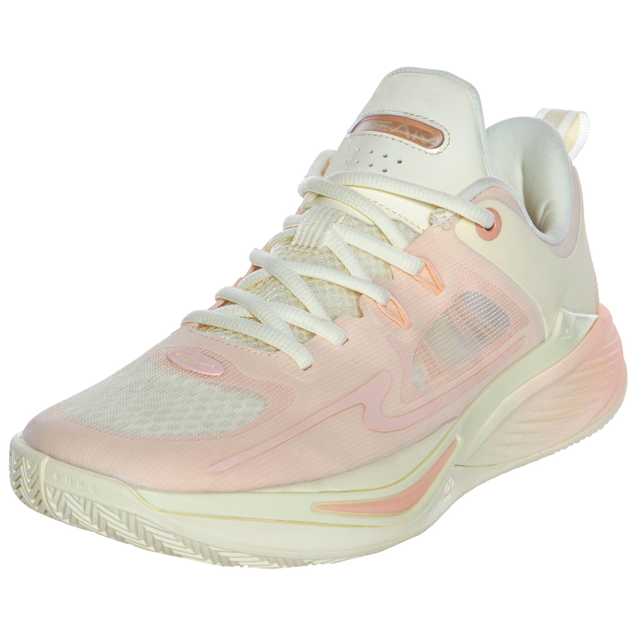 Erke Qianxun, Qidan Cushioning, Wear Resistant Low top Basketball Shoes Men’s Cream Pink