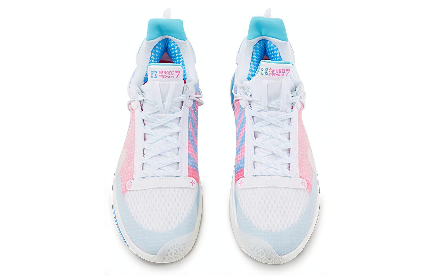 Li Ning Speed 7 Premium PE Abrasion Resistant Breathable Low top Basketball Shoes Men’s White Blue Pink