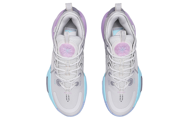 Li Ning All City 9 Basketball Shoes Men’s Low Top Gray/Blue/Pink