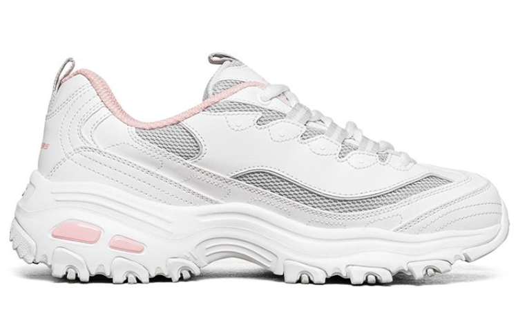 Женские кроссовки Skechers D'LITES 1.0 (бело-серо-розовые) — Белыйсерыйрозовый — фото 2