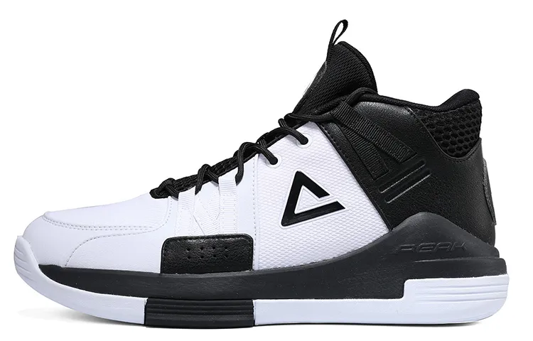 PEAK Cushioning Anti-Slip And Wear-Resistant High-Top Performance Basketball Shoes Men's White Black