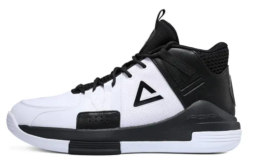 PEAK Cushioning Anti-Slip And Wear-Resistant High-Top Performance Basketball Shoes Men's White Black