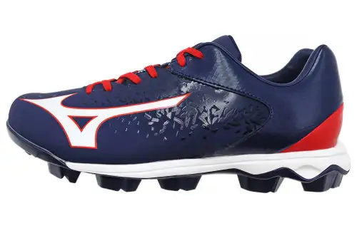 Mizuno Wave Select Nine Slip Resistant, Abrasion Resistant, Breathable Low top Training Shoes Men's Blue Red White