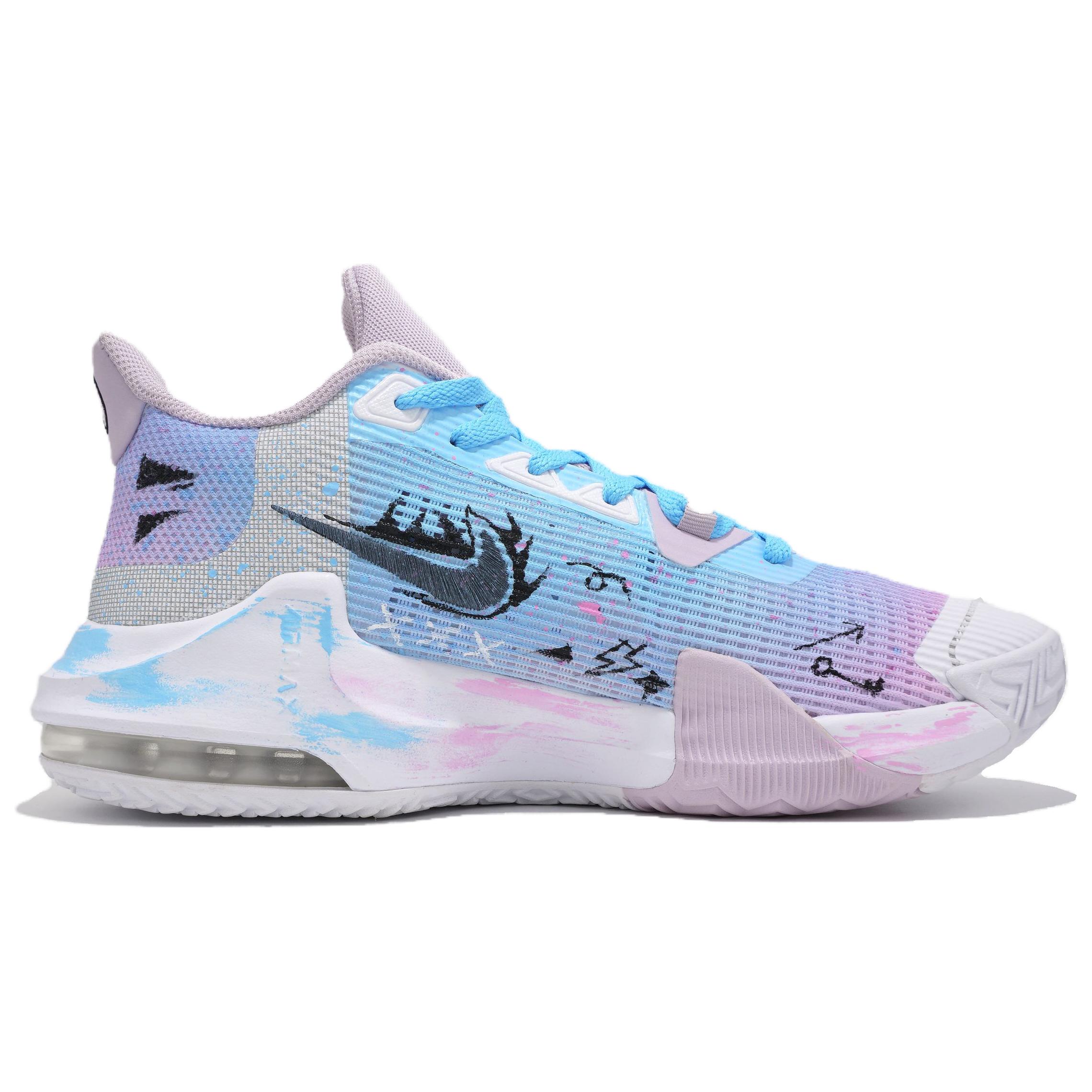 Nike Air Max Impact 3 Basketball Shoes Unisex Low Top Cyan/Purple/Pink/White/Black