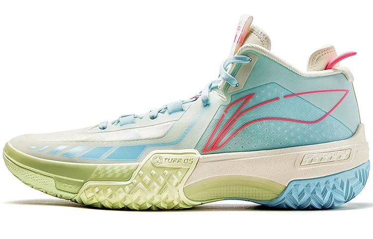 Li Ning Jie Ao Basketball Shoes Men's Mid Top Ecru