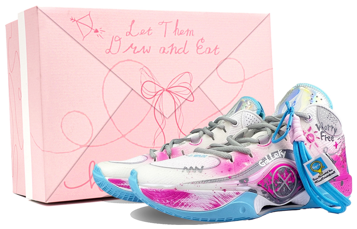 Li Ning Shadow 5 Cushioning Breathable Rebound Mid top Basketball Shoes Men’s Pink Blue