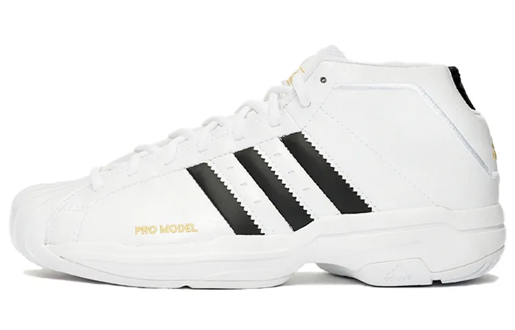 Adidas PRO Model 2G Cushioning Non-Slip Durable Mid-Top Basketball Shoes For Men White Black