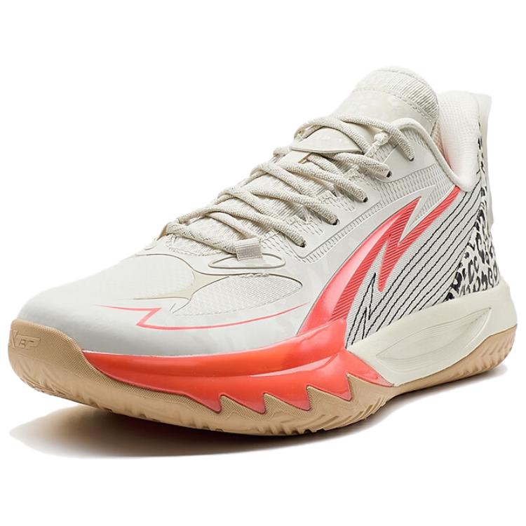 XTEP Slip Resistant Coverage Cushioning Low top Basketball Shoes Men’s Beige Red