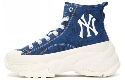 MLB Chunky High Slip Resistant Abrasion Resistant High top Canvas Shoes Unisex Blue