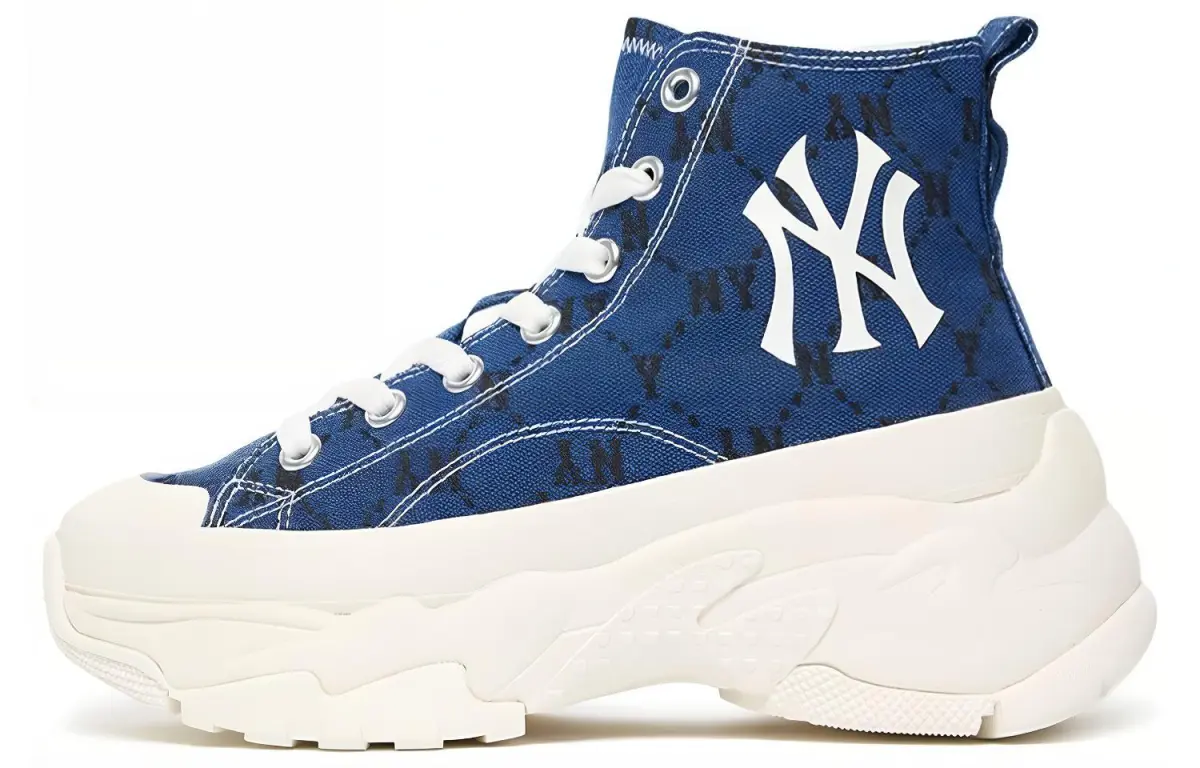 MLB Chunky High Slip Resistant Abrasion Resistant High top Canvas Shoes Unisex Blue