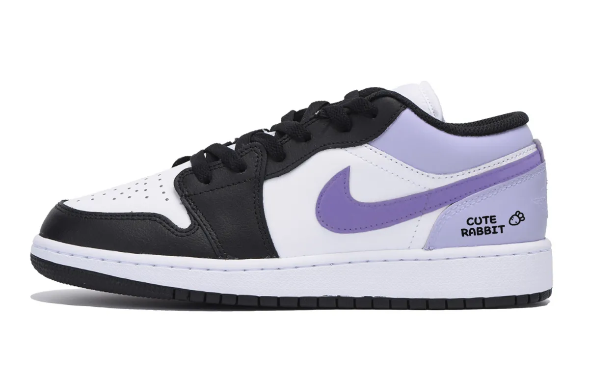 Jordan Air Jordan 1 Radish Taro Slip Resistant Low top Vintage Basketball Shoes Men's White Purple