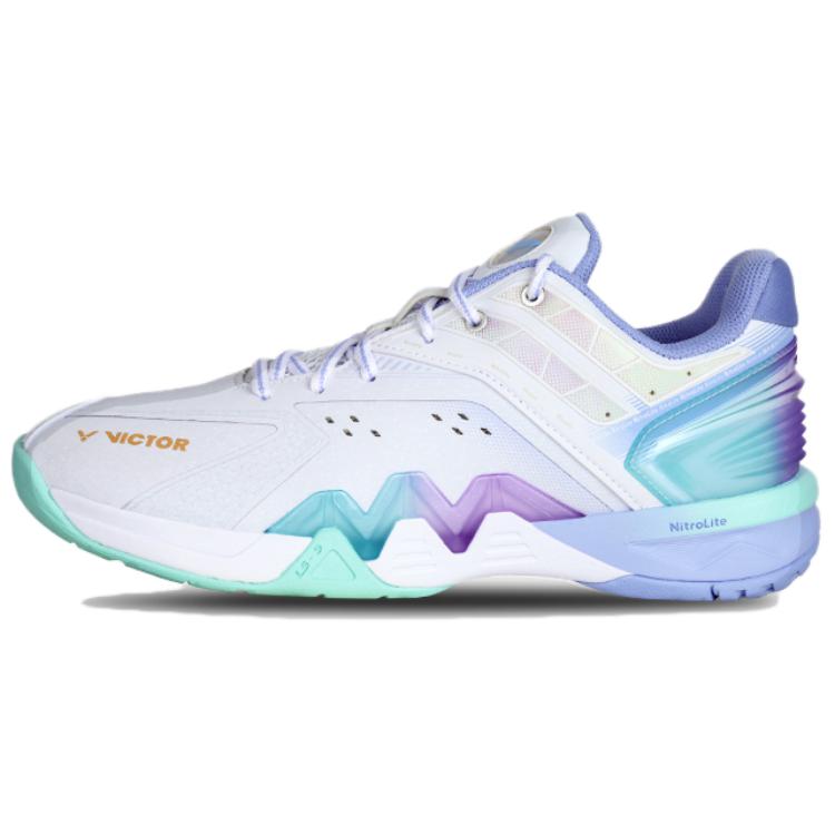 VICTOR 8500NLite Abrasion Resistant Low top Badminton Shoes Unisex White Blue Purple