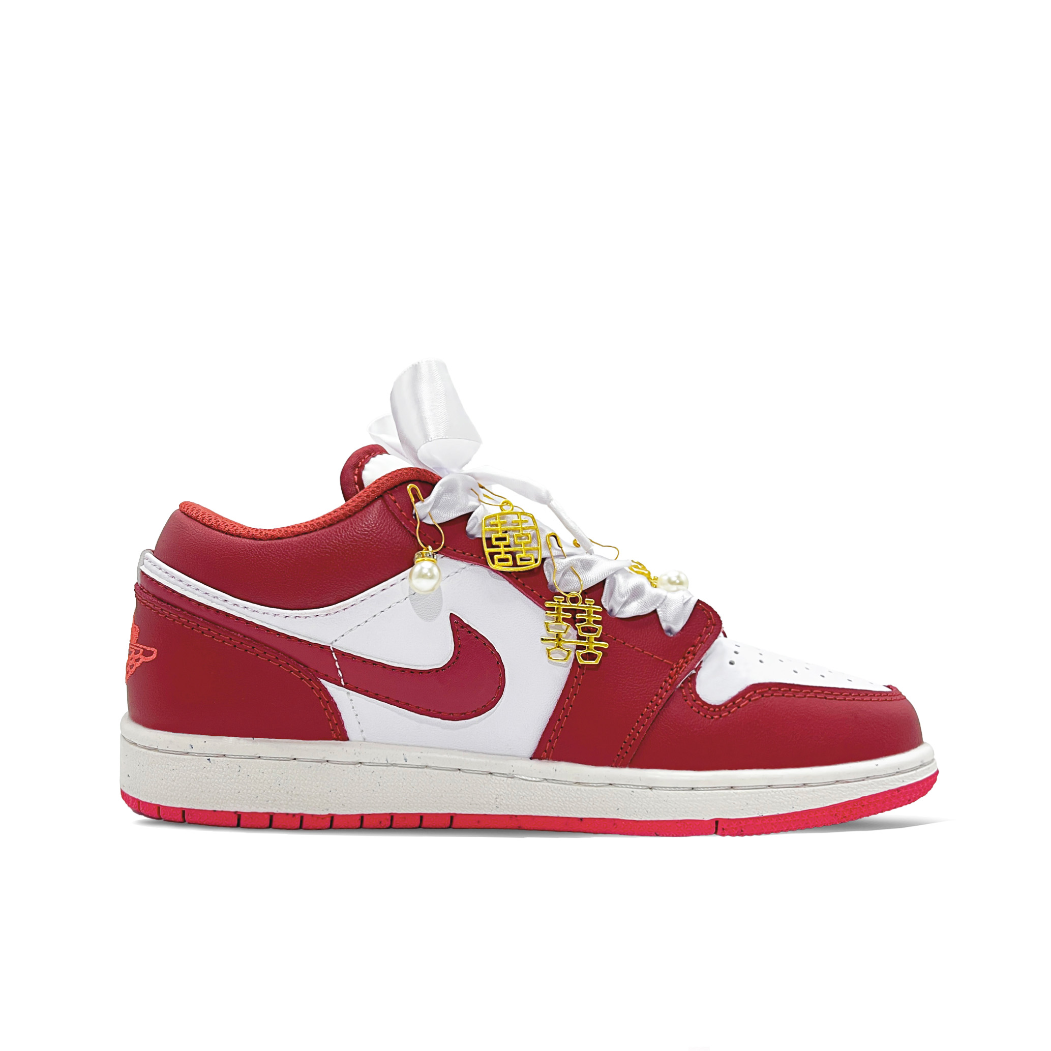 Jordan Air Jordan 1 Vintage Basketball Shoes Unisex Low Top Red, White, Gold